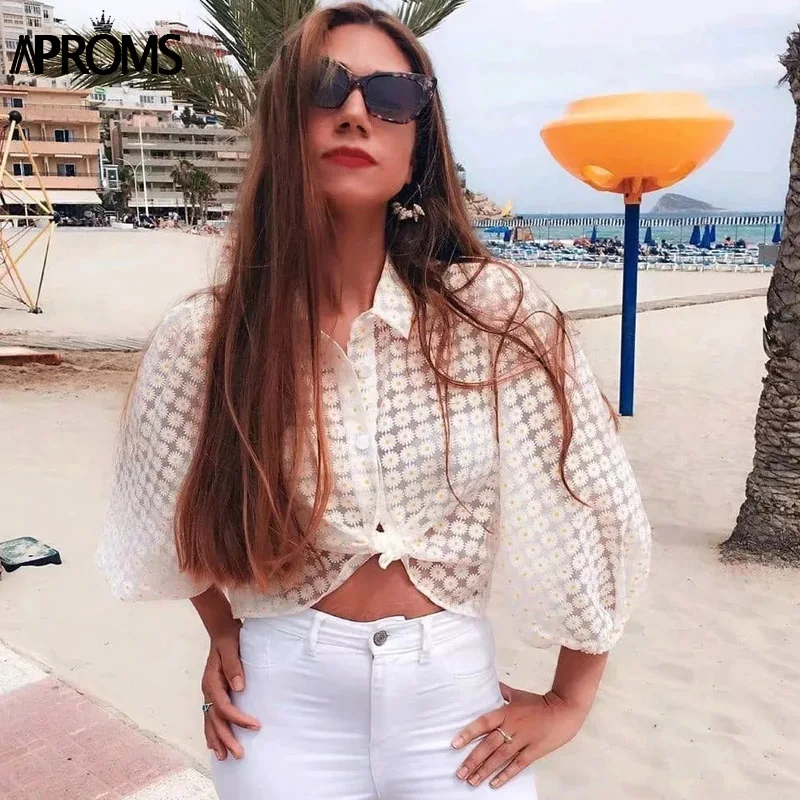 Новая белая негабаритная Тюлевая блузка женская прозрачная Топ Повседневная