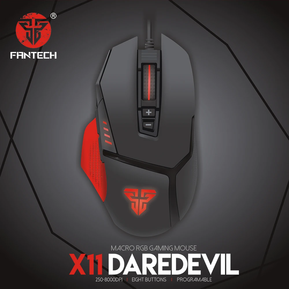 Fantech X11 компьютерная мышь регулируемая 8000 dpi RGB USB Проводная оптическая игровая