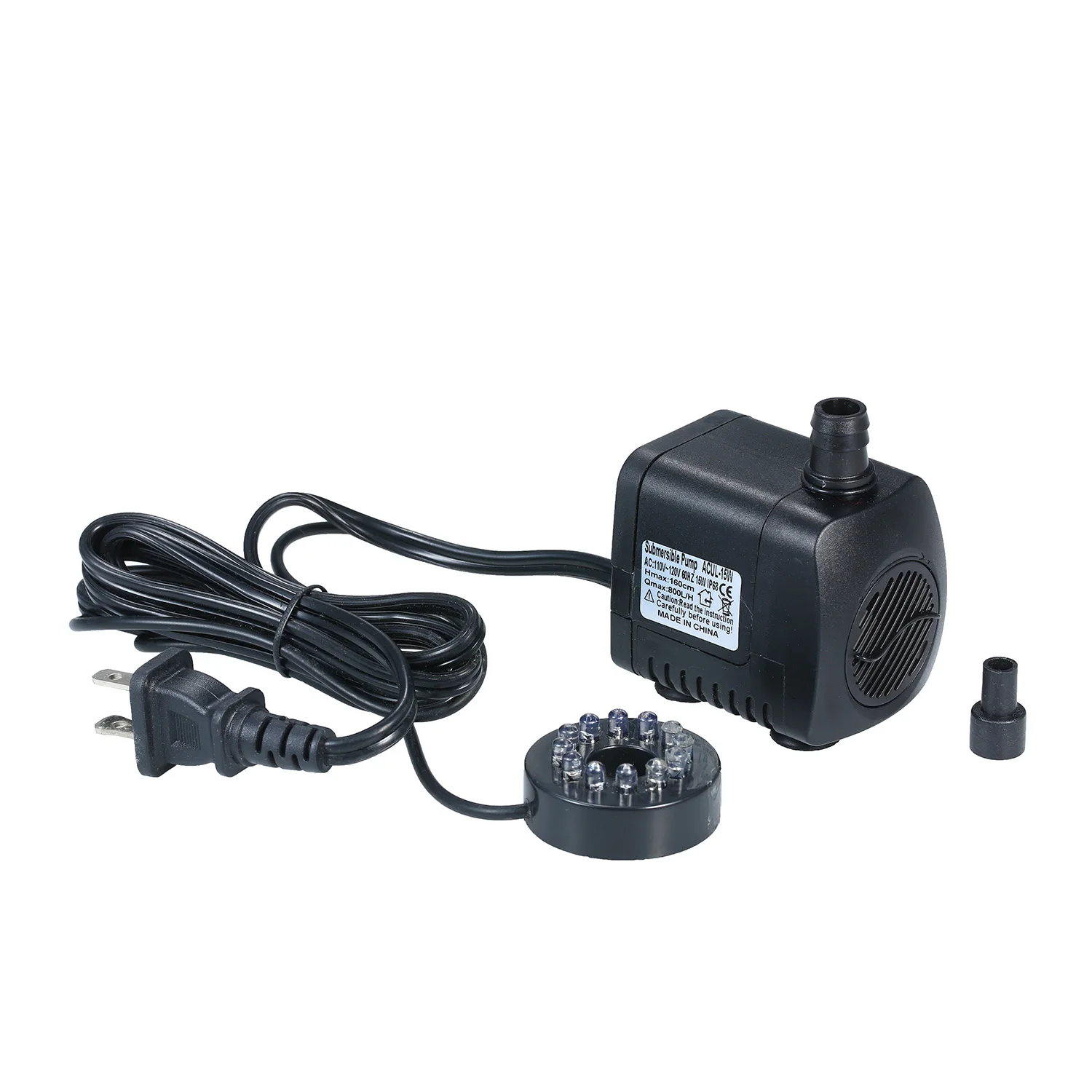 

LED Light Submersible Pump 800L/H Ultra-Quiet Aquarium Pond Tank Pool Water Fountain Pump EU Plug