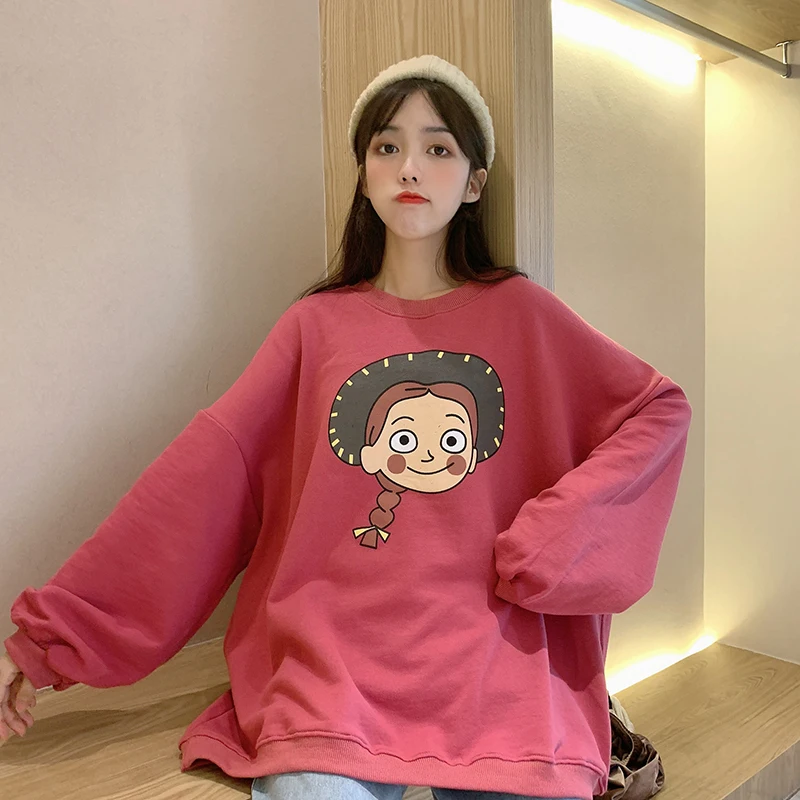 Gaganight Милая Женская толстовка с рисунком и длинными рукавами круглым вырезом