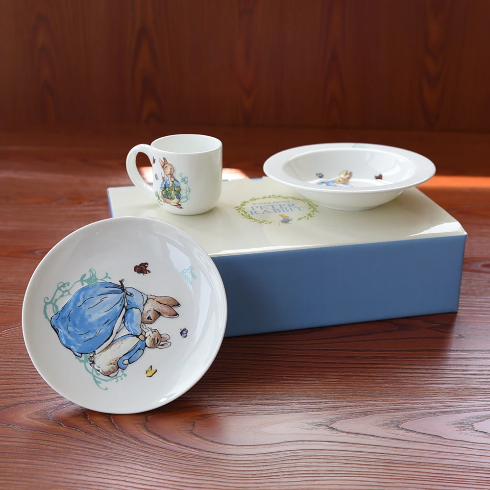 PETER RABBIT Official Genuine Baby Kids Dinnerware Dinner Set Mug Soup Plate Dish Kit Cutlery Tableware Food Container Cubiertos