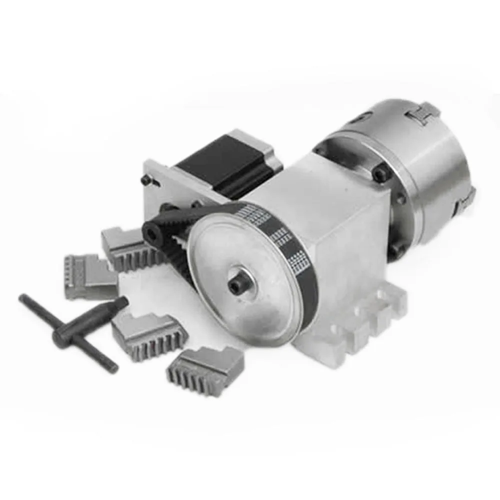 

Four Jaw Lathe Chuck Two Phase 42 Stepper Motor (6:1) 4th Axis A Axis Rotary Axis K12 100mm for Cnc Router