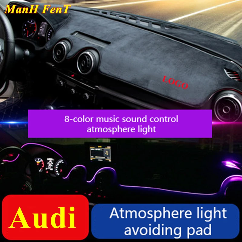 For Audi A3 A4 A6 Q2 Q3 Q5 Q7 Car Dashboard Cover Dash Mat Sun Shade Pad With Atmosphere Lamp With S-line Logo