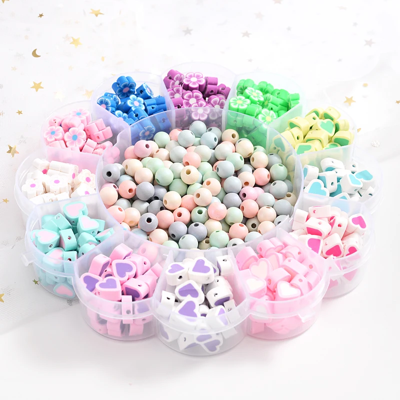 Смешанные бусины из полимерной глины в форме цветка/сердца бусины-разделители