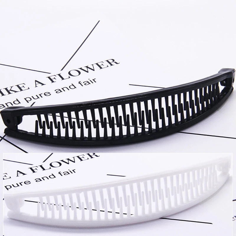 

Заколка-банан для волос женская, черная и белая, винтажная, модный конский хвостик