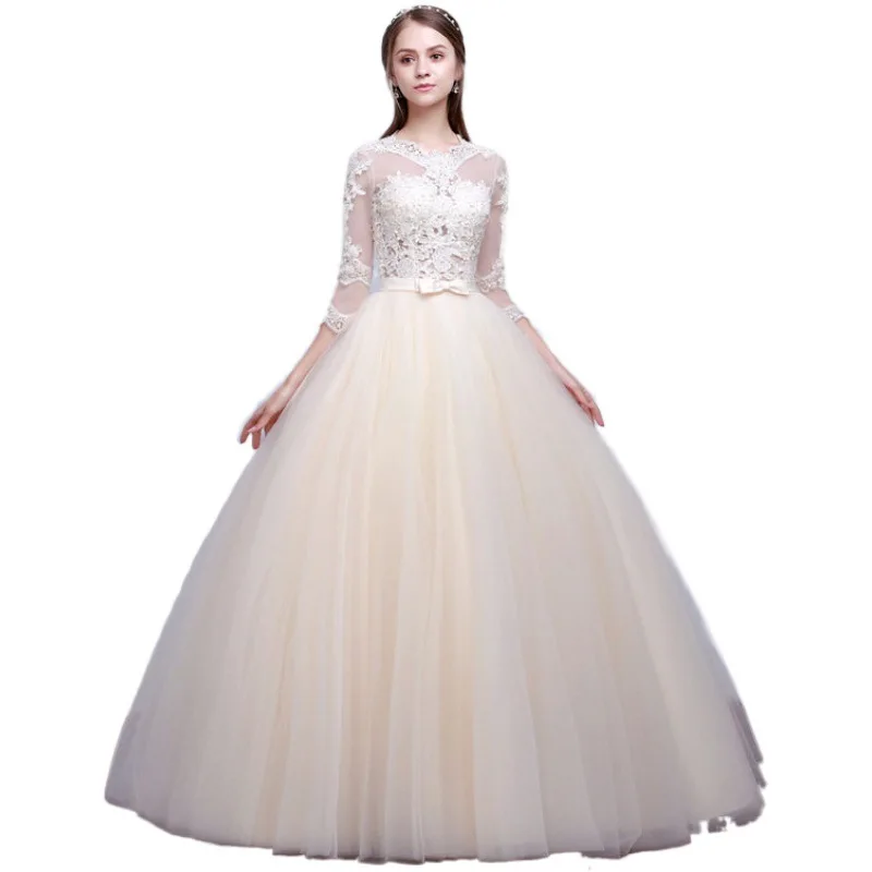 

SOURCE New Bridal off-Shoulder Simple Princess Long-Sleeved Slim Wedding Dress Wholesale Cross-Border AliExpress