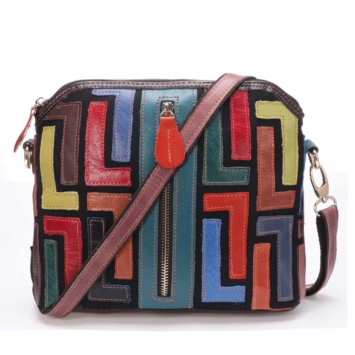 

New Genuine Leather Women Bags Vintage Patchwork Crossbody Bag Ladies Zipper Mini Casual Shoulder Bag Fashion Bolsas Feminina