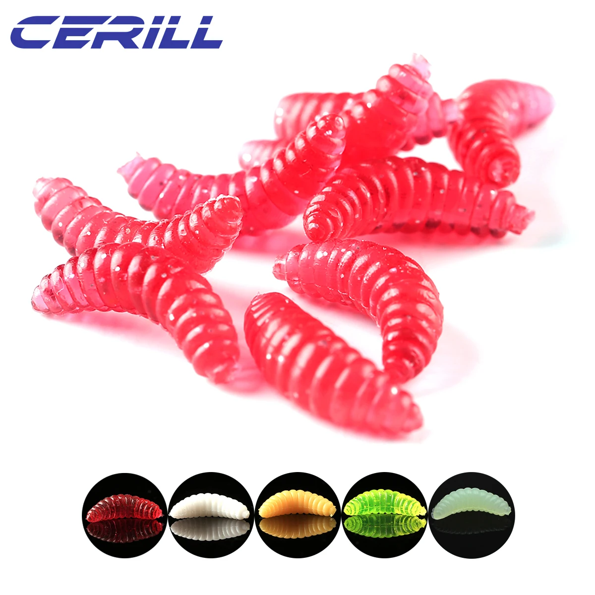 

Cerill 100 PCS 2 cm 0.4 g Glow Grub Soft Fishing Lure Earthworm Bait Silicone Lifelike Worm Simulation Bass Carp Larva Swimbait