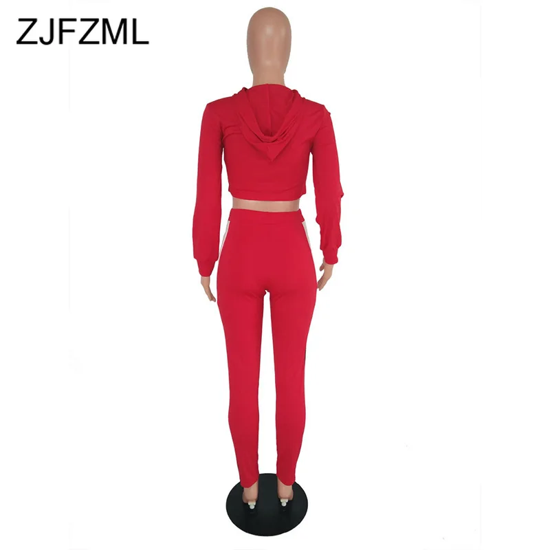 

Striped Sexy Two Piece Set Tracksuit Women Long Sleeve Hooded Oversized Crop Tops and Bodycon Pencil Pants Set 2 Piece Outfit