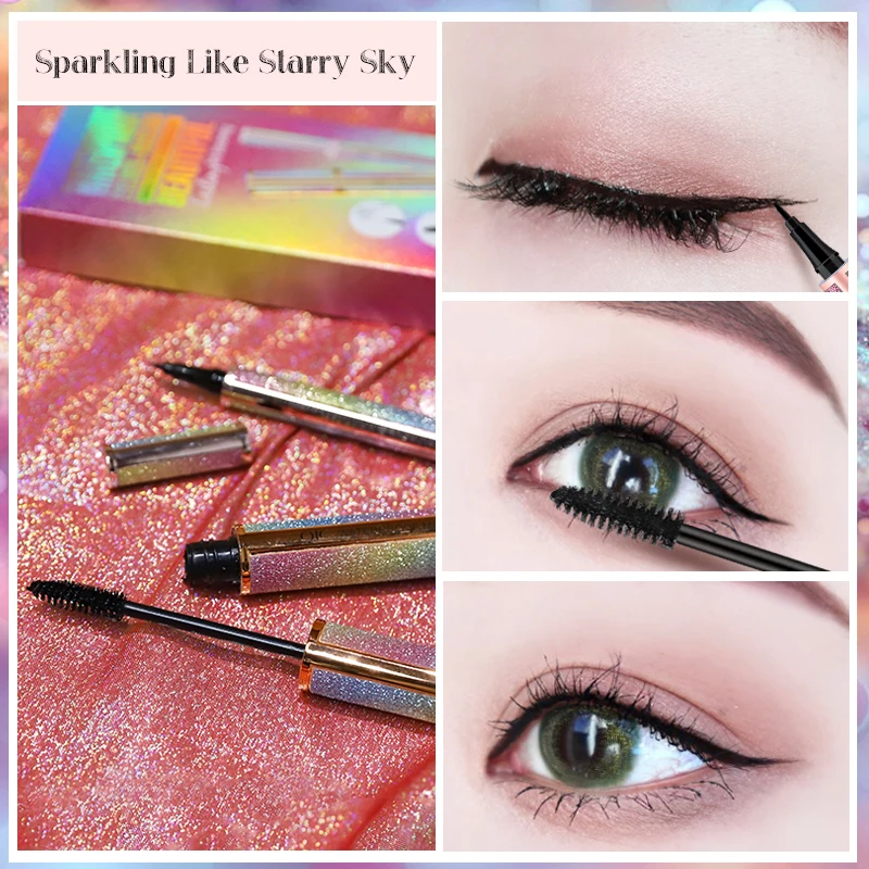 Набор для макияжа глаз из 2 предметов жидкая подводка тушь ресниц долговечная