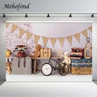 Mehofond ко дню рождения для новорожденного вечерние фон чемодан мишки детская портрет Декор кирпичная стена фон для студийной съемки Подставки для фотографий