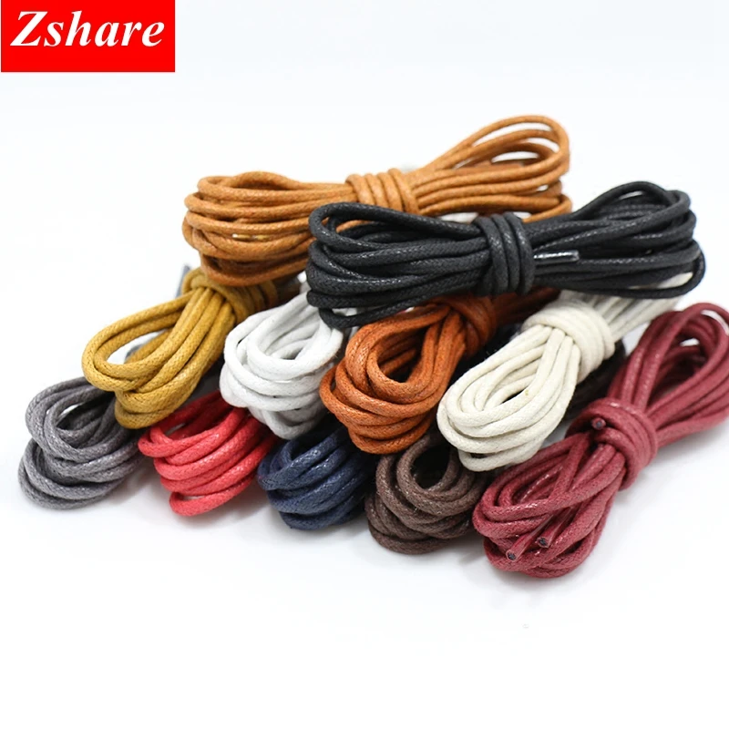 

1 Pair Cotton Waxed Shoelaces Round Leather Waterproof Shoe laces Martin Boots Shoelace 12 Colors Shoestring 80 100 120 140CM P2