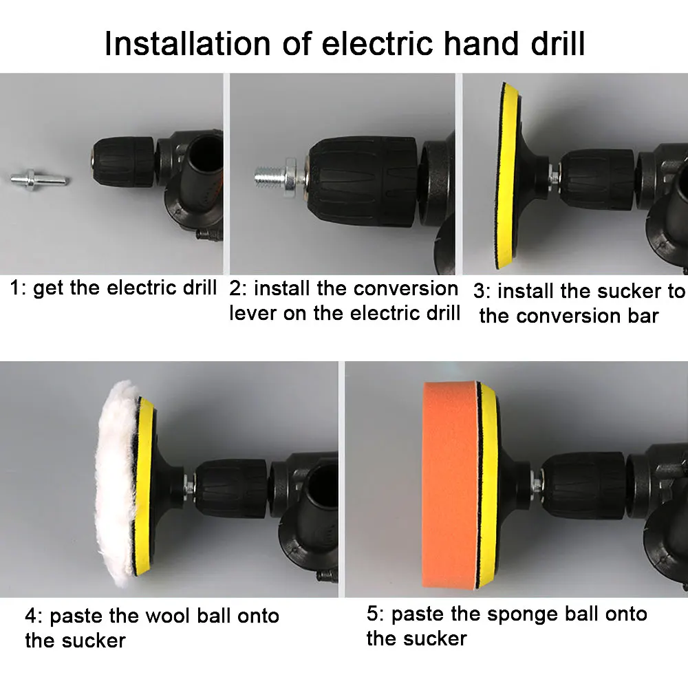 Губка для полировки набор воском 11 шт. 5 дюймов с адаптером сверления комплект