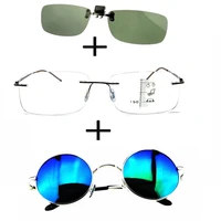 3pcs titanium progressive multifocal reading glasses men women polarized sunglasses ultralight sports sunglasses clip