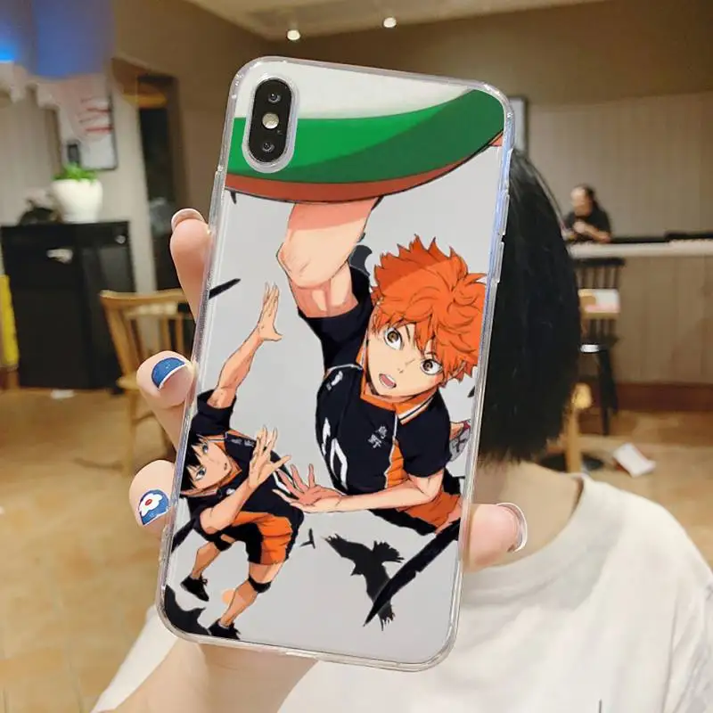 

Haikyuu Hinata attacks anime Phone Case Transparent soft For iphone 5 5s 5c se 6 6s 7 8 11 12 plus mini x xs xr pro max
