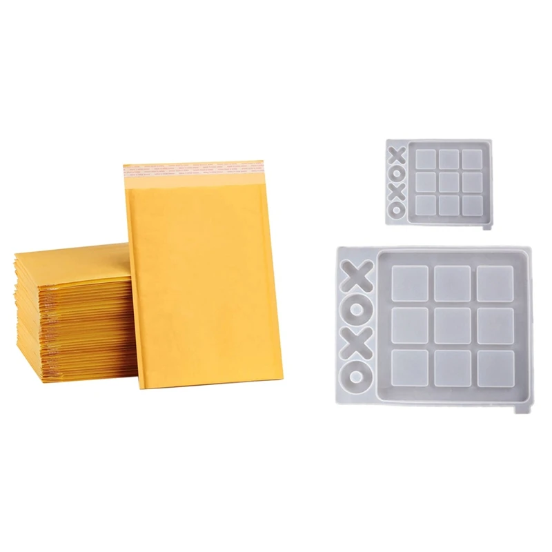 

25 шт. 6X7 дюймов крафт пузырчатые конверты маленькие пузырчатые конверты и 2 шт. DIY Tic Tac носок игра и X O силиконовая смола форма