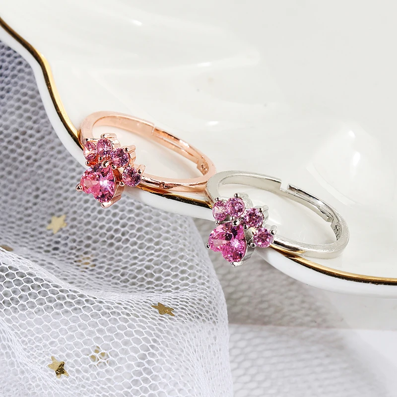 Креативное милое кольцо-коготь с принтом собачьей лапы модные хрустальные