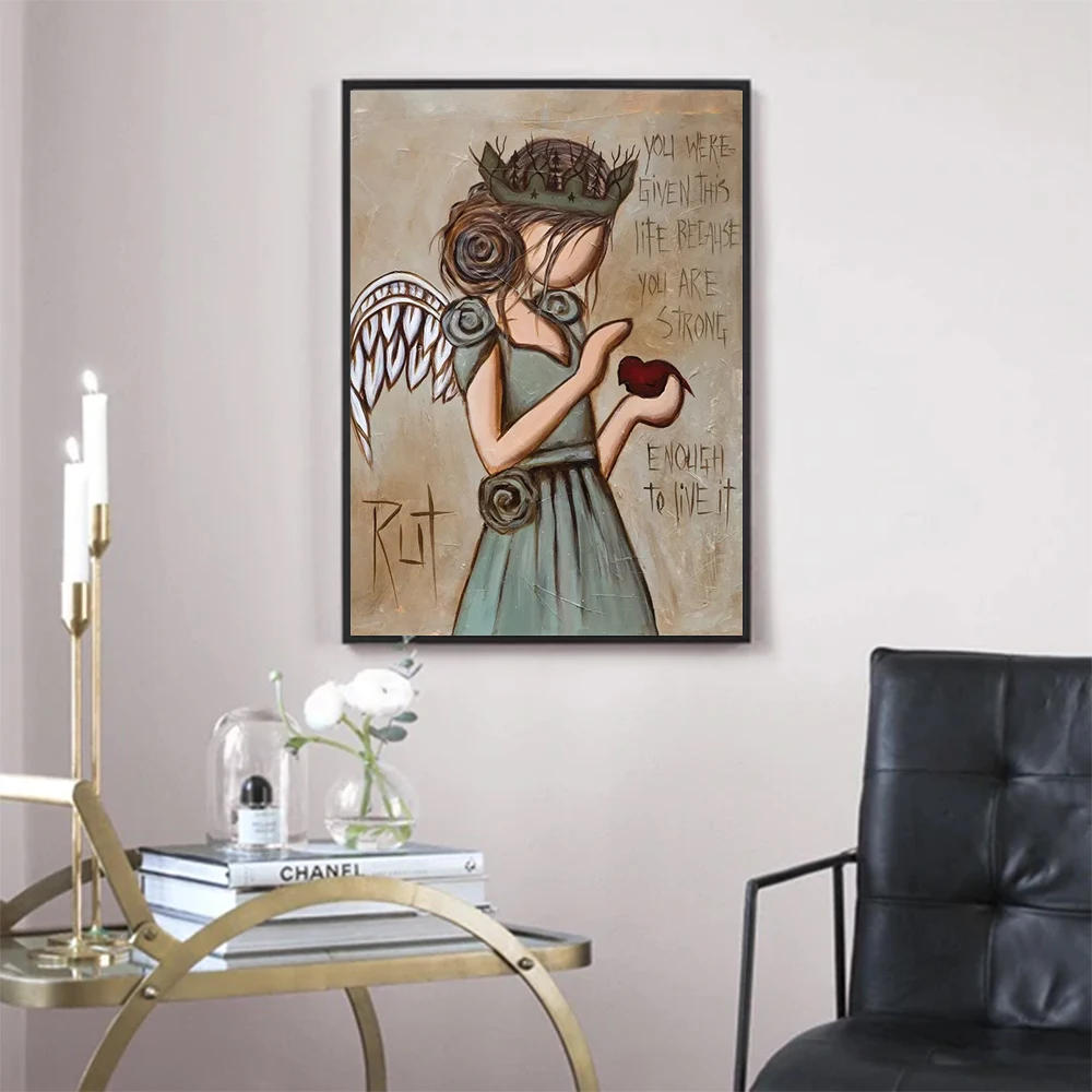 Плакаты на холсте с ангельскими крыльями и девушками винтажные настенные