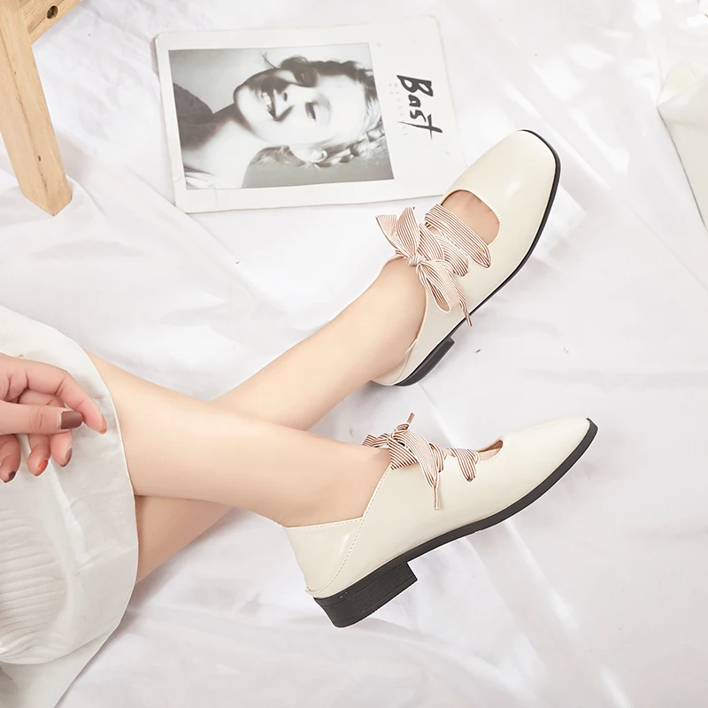 Flats British Style Oxford Shoes Women Spring Soft Leather Bowknot Flat Heel Casual Pointed Toe Lazy Womens U19-88 | Обувь