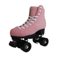 pink suede roller skate retro quad skate womens girls double line sport patines multiple sizes 35 48 adults children skate boots