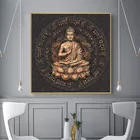 Коричневая статуя Будды в стиле ретро, настенная Картина на холсте, религиозные постеры и принты для гостиной, домашнее настенное украшение, картина