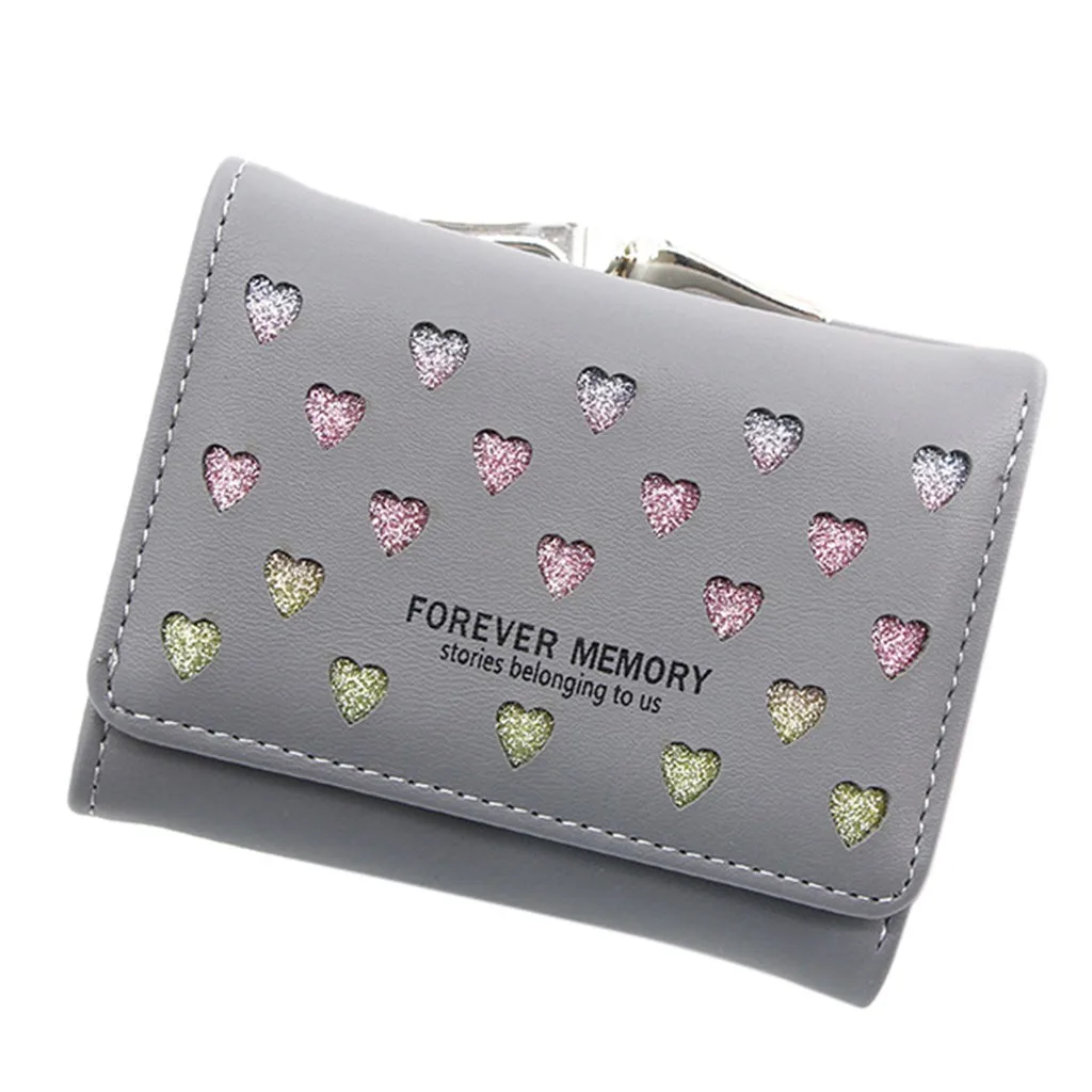 Женский кошелек для улицы с модным принтом Love сплошной цвет бахромой кожаный