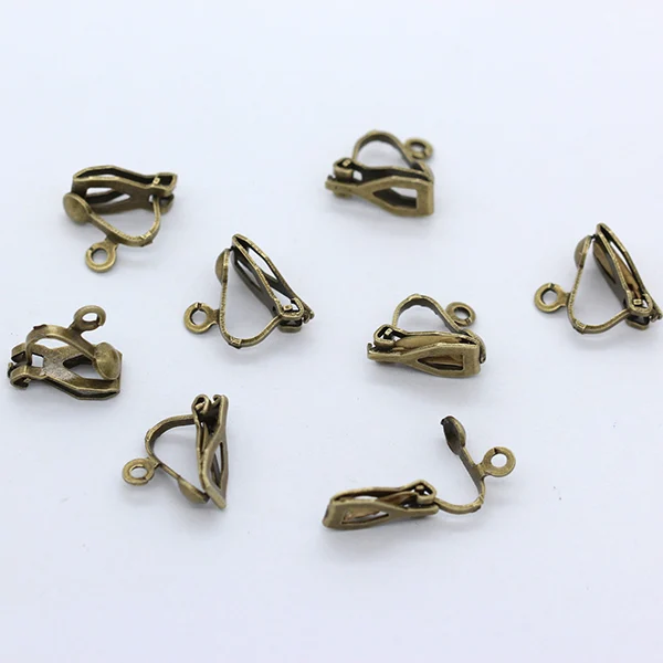 20p 10x13 мм Серебряные Позолоченные Бронзовые Металлические Пустые серьги петля конвертеры не пронзенная Ушная клипса фурнитура ювелирное изделие пряжка - Цвет: bronze