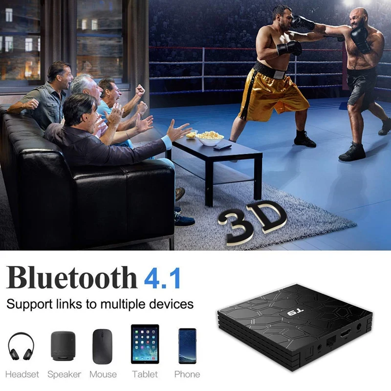 T9 Android 8 1 ТВ коробка 4 Гб DDR3 Оперативная память 64 Встроенная RK3328 Bluetooth Quad Core Cortex A53