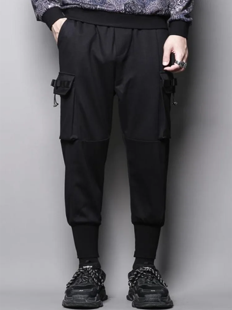 Men's Casual Pants Sweatpants Pencil Pants Spring And Autumn New Dark Elastic Waist Personalized Pocket Design Pants