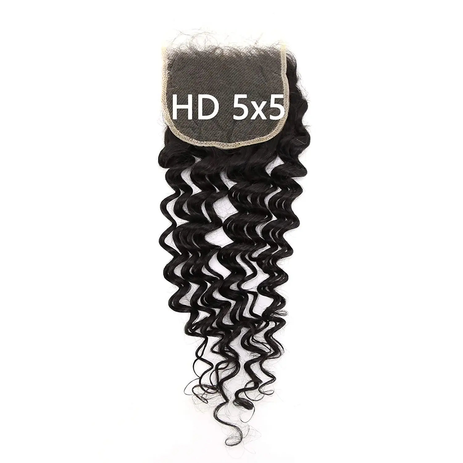 HD Lace Closure 5x5 Deep Wave Pre Plucked Natural Hairline with Baby Hair Brazilian Virgin Human Hair Swiss Lace Closure