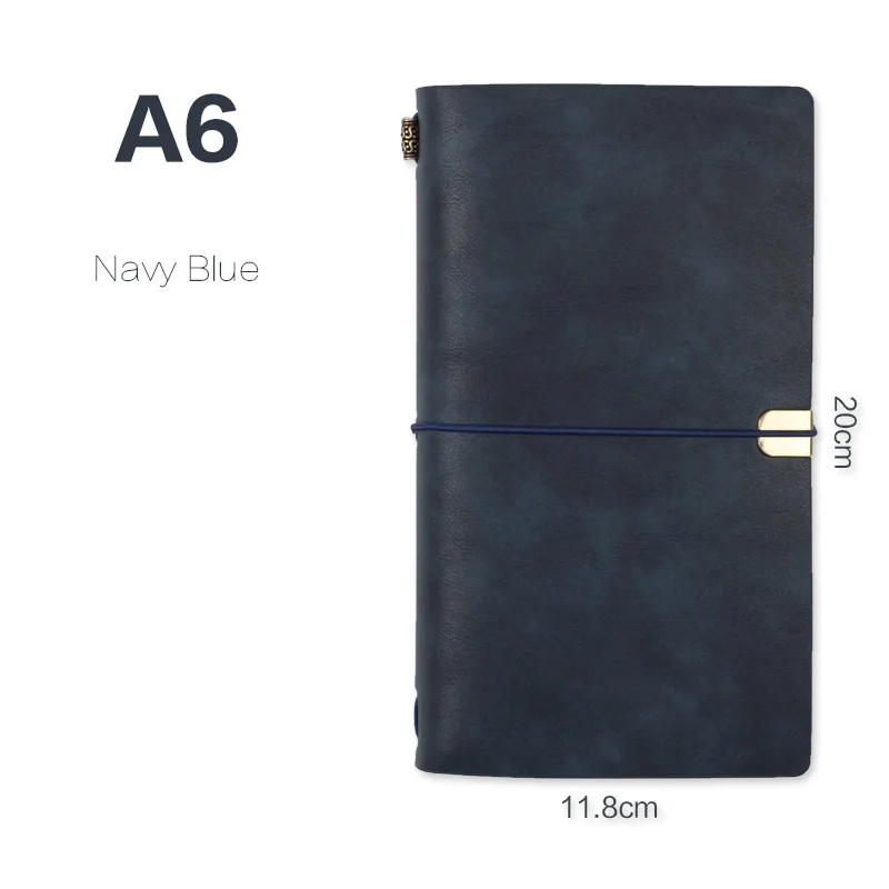 Navy Blue - PU A6 карманный Журнал Ноутбук Ретро PU кожаный планировщик дневник на спирали DIY Бизнес Офис Padfolio - Цвет: Navy Blue - PU