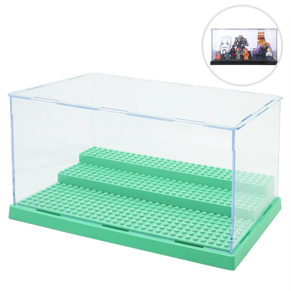 

1pc Dustproof ShowCase Gray Base 3 Steps Display Box Acrylic Plastic Display Box for Blocks Plastic Display Box 25.5X15.5X13.8cm