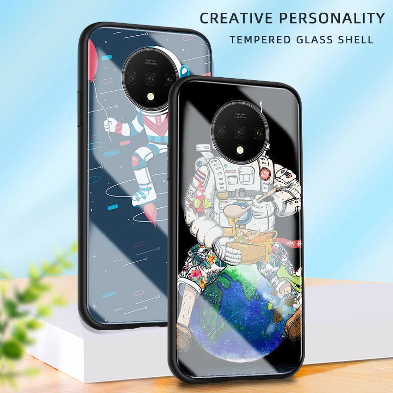 Стеклянный чехол для oneplus 7t с поддержкой дизайна космонавта астронавта галактики