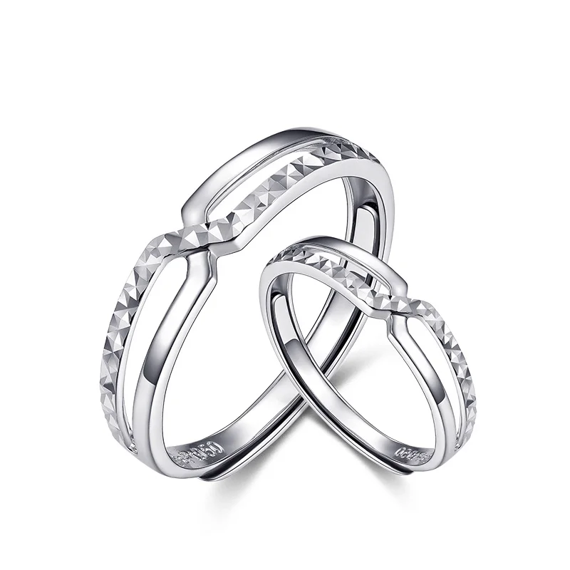 Новые элегантные вырезанные настоящей платиной PT950 обручальные кольца обручальных пар для женщин и мужчин Влюбленных Пар Бутиковые ювелирные изделия.