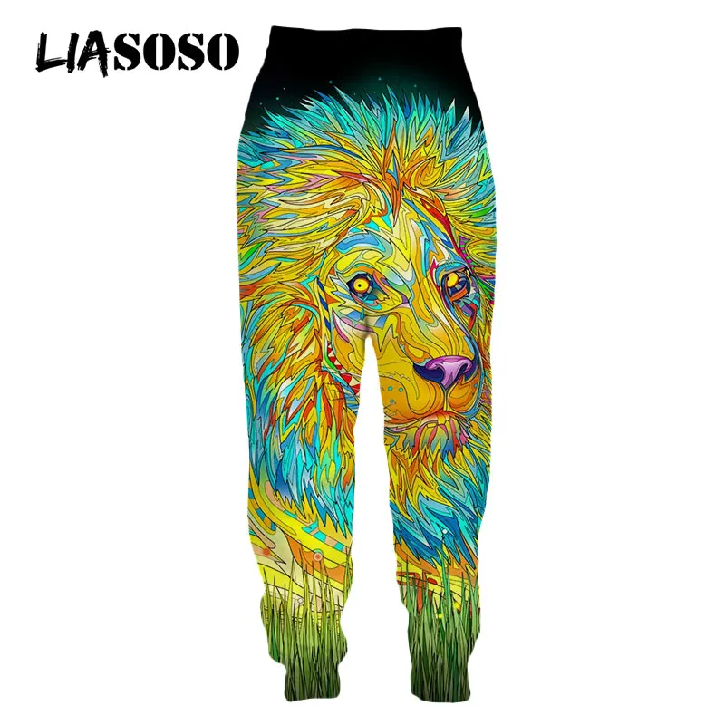 

LIASOSO Animals Wild Lion Pants Colorful Art Sweatpants 3D Print Men Women Sweat Pants Jogging Casual Harajuku Funny Trousers