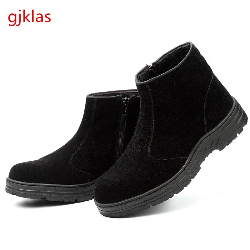 

Steel Toe Mens Shoes Genuine Leather Workshop Anti Smash Anti Piercing Splash Proof Work Clothes for Men Safety Boots Outdoor