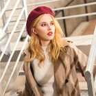 Зимняя шапка, женский берет, однотонная шерстяная шапка художника, универсальная, для родителей и детей
