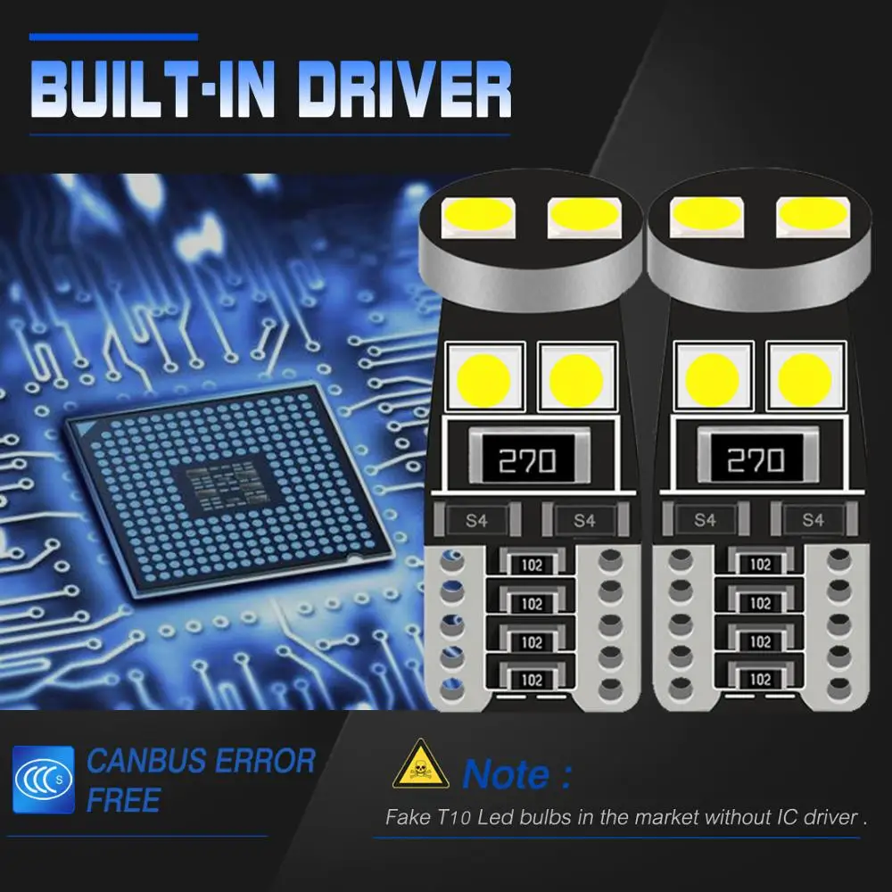 2 шт. сигнальная лампа T10 Светодиодная автомобильная W5W 3030 194 168 светодиодные лампы