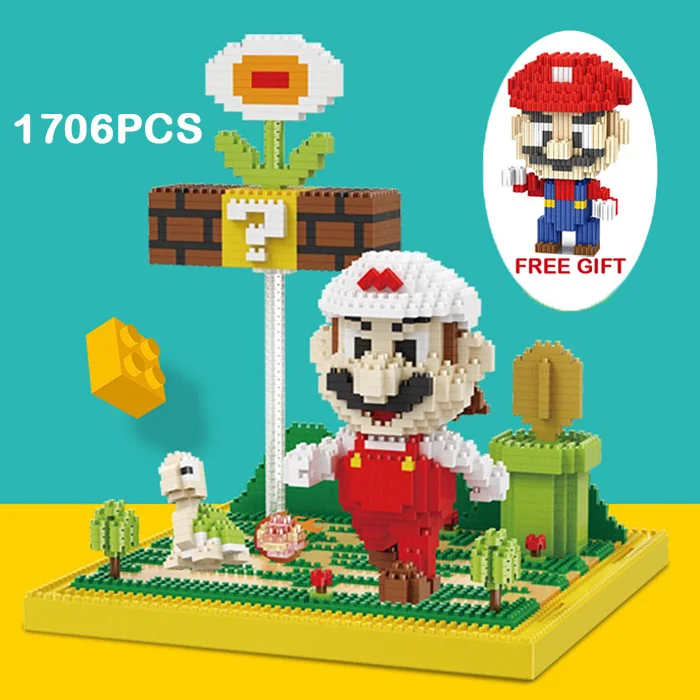 1706pcs Mario GIFT 2497 шт Супер Марио Луиджи мини алмазные Строительные блоки DIY кирпичные игрушки для детей развивающие игрушки для детей рождественские подарки - Цвет: 1706pcs Mario GIFT