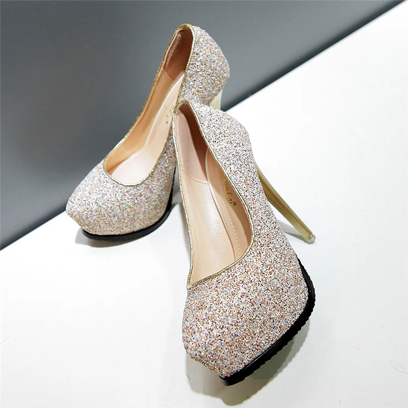 2019 женская обувь 12 см блестящие туфли на высоком каблуке с пайетками ботинки