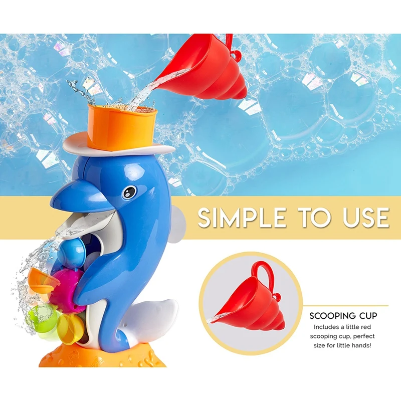 

Baby Bath Toy Dolphin Water Wheel Bath Time & Beach Swimming Pool Waterfall Bathtub Fun Toy Waterwheel for Toddlers