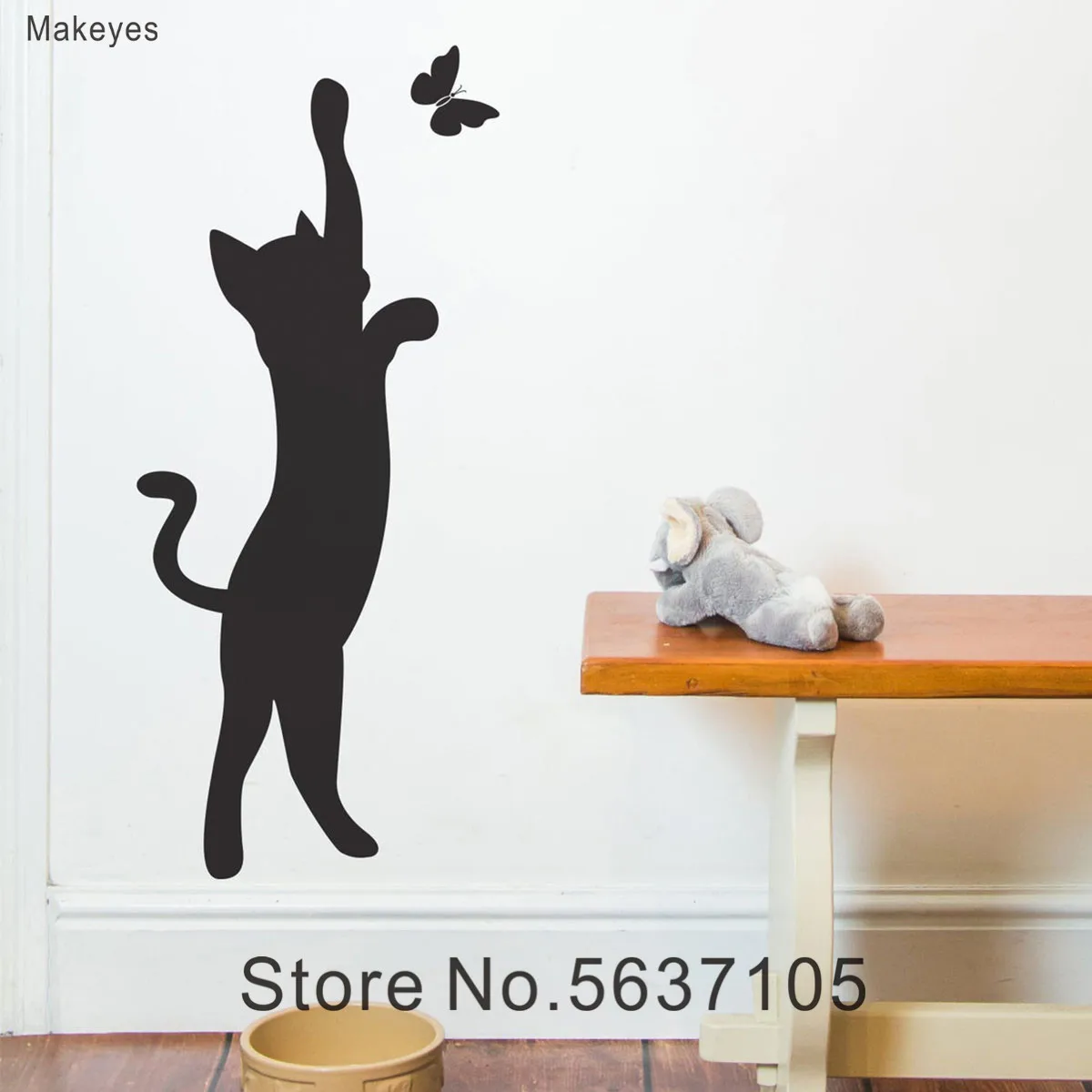 Makeyes кошачьи настенные наклейки животных Дизайн Настенный декор ловля бабочки