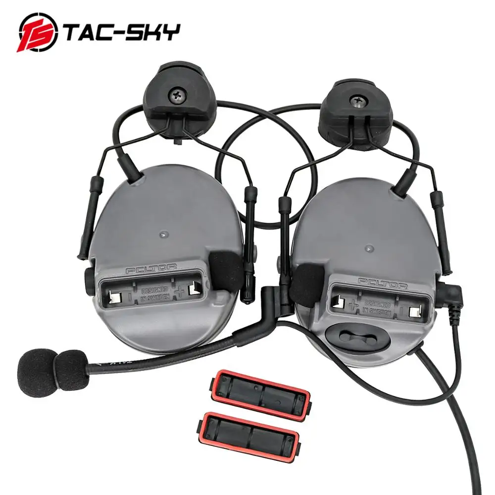 TAC-SKY hunting noise reduction pickup tactical helmet ARC track tactical headset COMTAC III silicone earmuff version+U94 PTT
