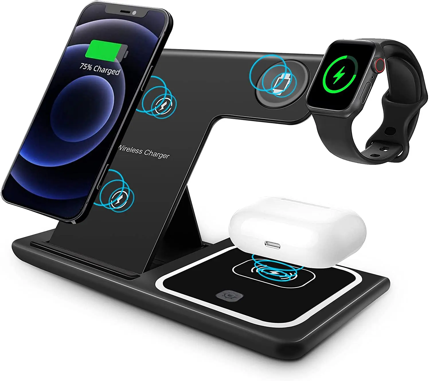 

3 in 1 Wireless Charger 15W Wireless Charger Station Dock for Airpods Pro Apple Watch iPhone 13 Pro max 12/11 Pro/X/Xr/Xs/8 Plus