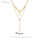 Подвеска цилиндрической формы цепочка Yhpup из нержавеющей стали, ожерелье золотистого цвета