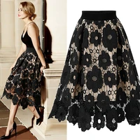women traf elegant fashion flower embroidery hollow out lace skirts womens casual sexy skirt party black skirtspring and summer