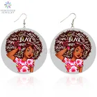 SOMESOOR черные корни афро натуральные волосы кудрявые девушки деревянные серьги-капли мощные высказки печатные петли Висячие для женщин Подарки