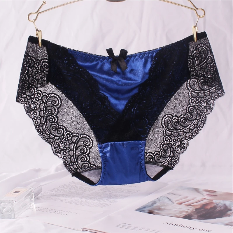 

Sexy ladies panties lace transparent large size cotton bottom hollow female triangle underwear breathable quality underwear