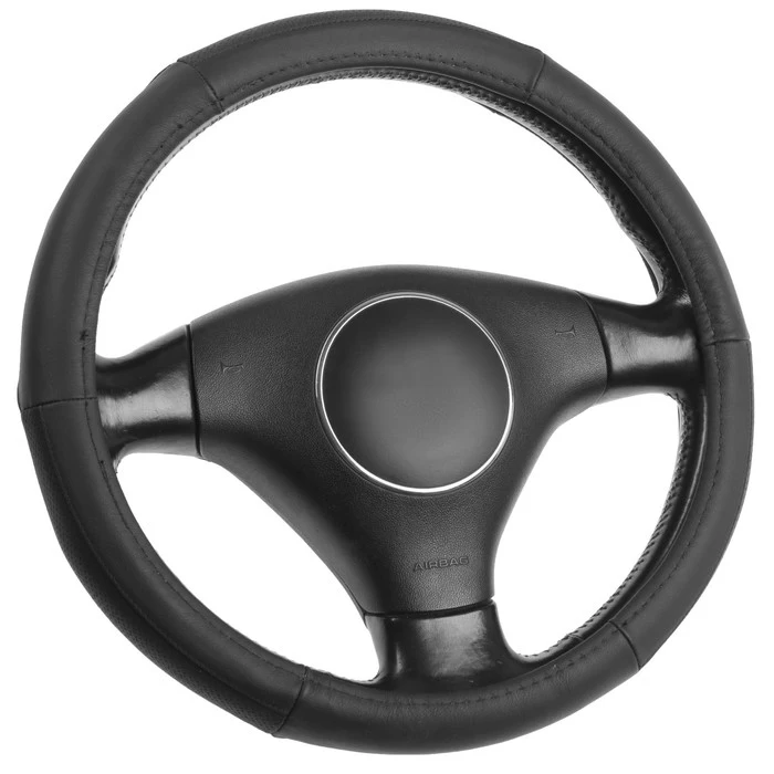 Оплётка Cartage натуральная кожа перфорация размер 38 см черный 4583489|Чехлы на руль| |