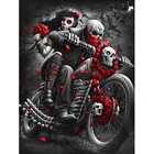 Ничоме 5D алмазов картина в байкерском стиле в форме черепа пара комплект полный дрель мозаичная картина, выполненная в технике алмазной вышивки в искусстве подарок на Хэллоуин